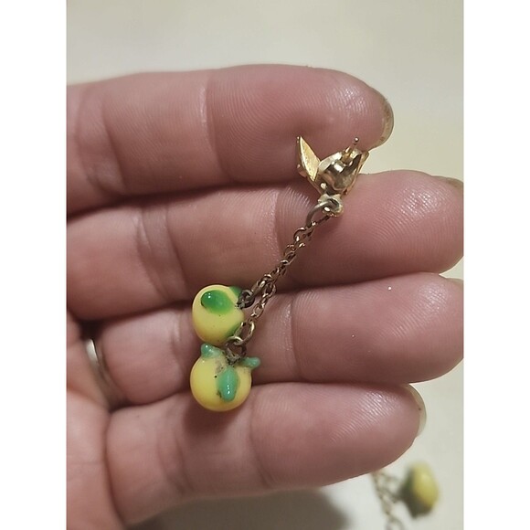 Vintage Glass Lemon Earrings Dangling Pierced Fruit Jewelry Retro - Picture 6 of 6